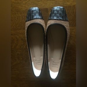 INC International | Jenaya tan / brown & black ballet flat shoes | size 8.5